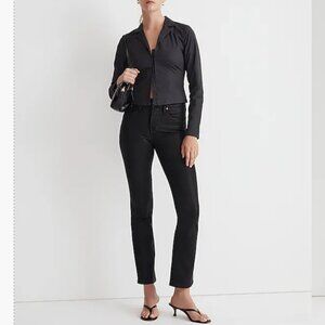 Kick Out Crop Jeans in True Black Wash: Coated Edition